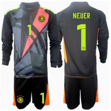 Tyskland Manuel Neuer #1 Målvakt Hemmaställ Barn EM 2024 Långa ärmar (+ Korta byxor)